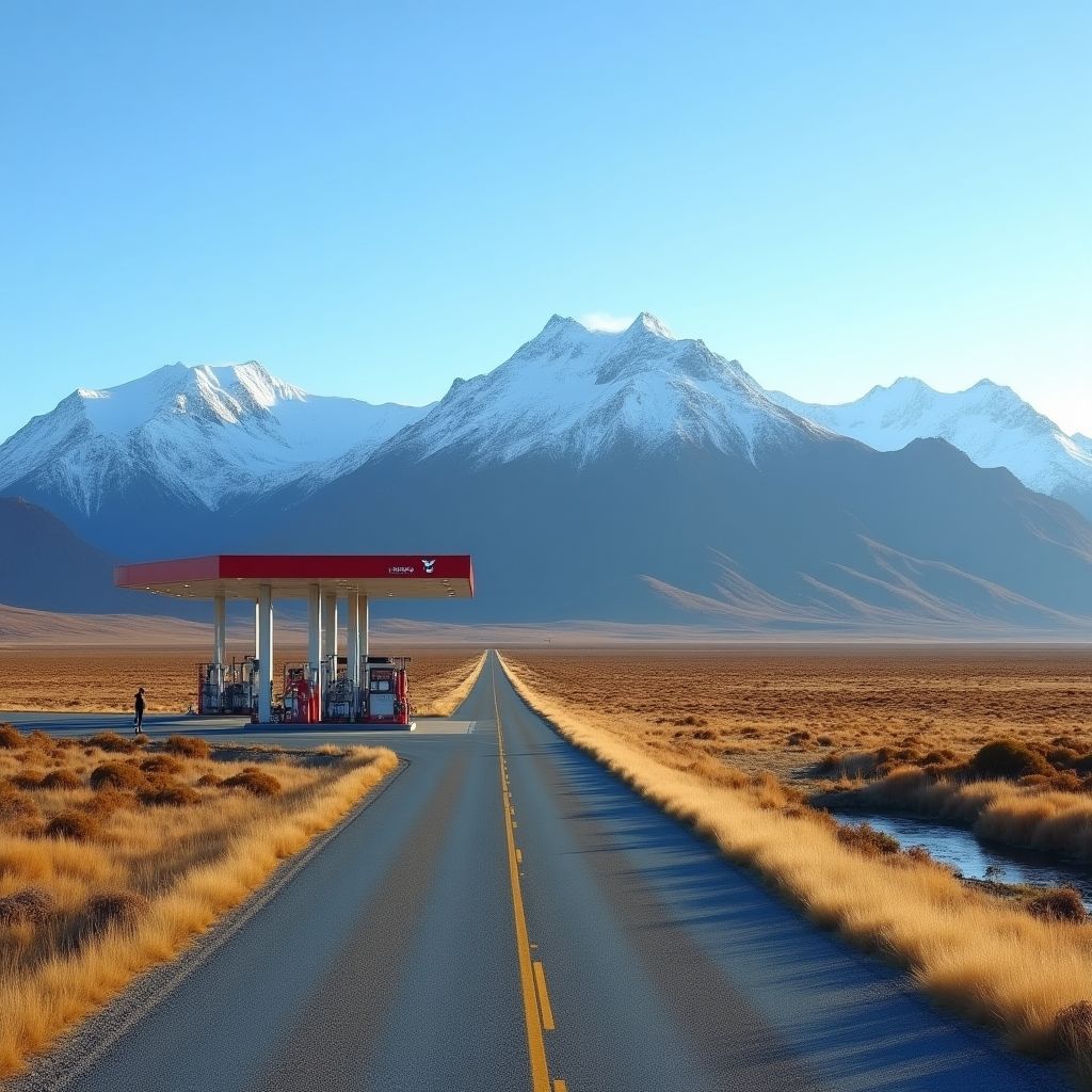 Estación YPF en ruta patagónica
